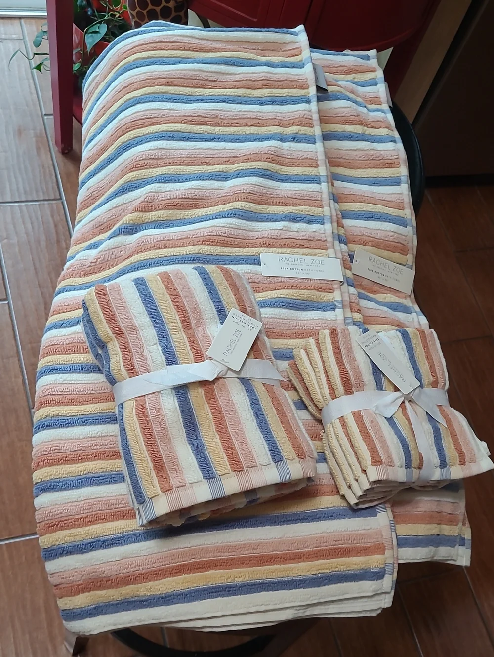 Rachel Zoe Striped Earthy Neutral Bath Towel Set